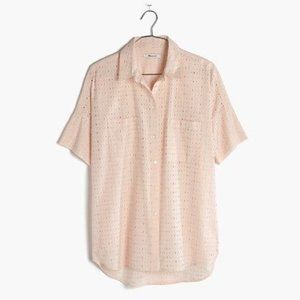 Madewell Eyelet Courier Shirt  - Pink XS